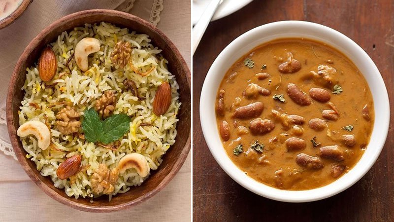 The image is of famous food of jammu you can find rajma and chawal here.